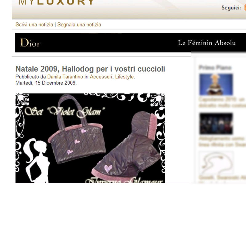 Hallodog in MyLuxury, il rinomato portale sul lusso e nuove tendenze (Dicembre 2009)